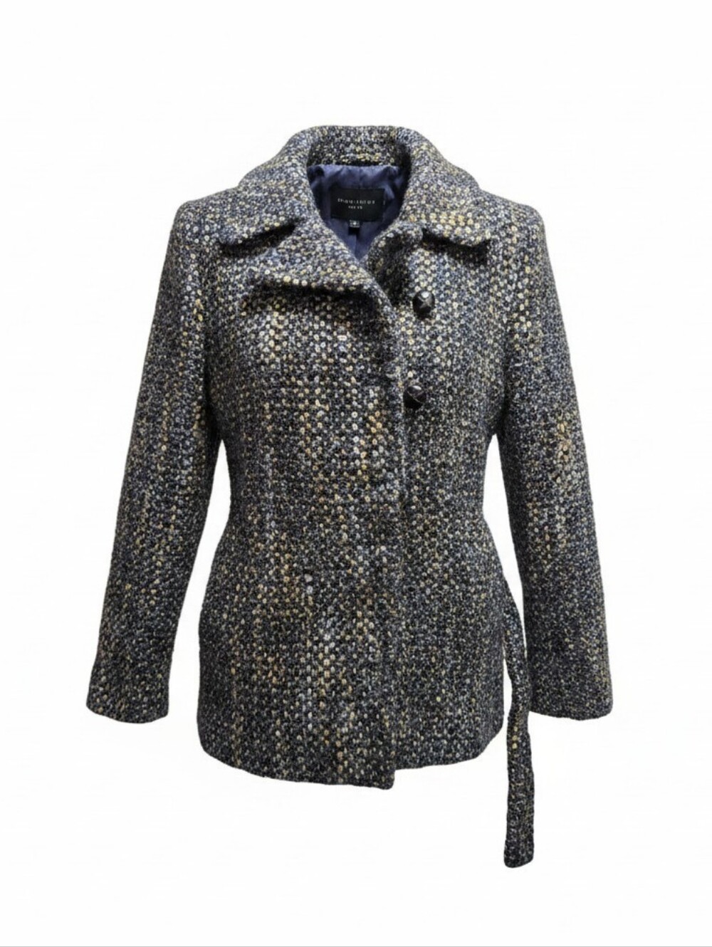 Joseph Medium Boucle Wool-Blend Coat Multicolor Belted Sz 36